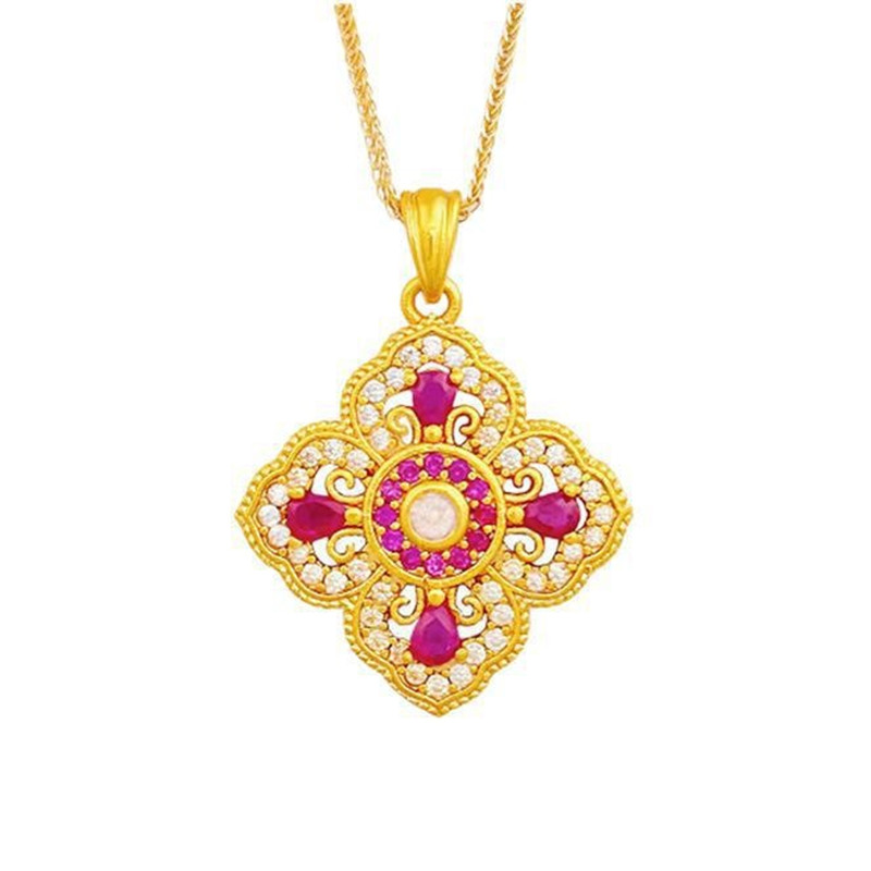 Vintage Luxury Hollow 4 Leaves - Red Clover Flower 评论和价格