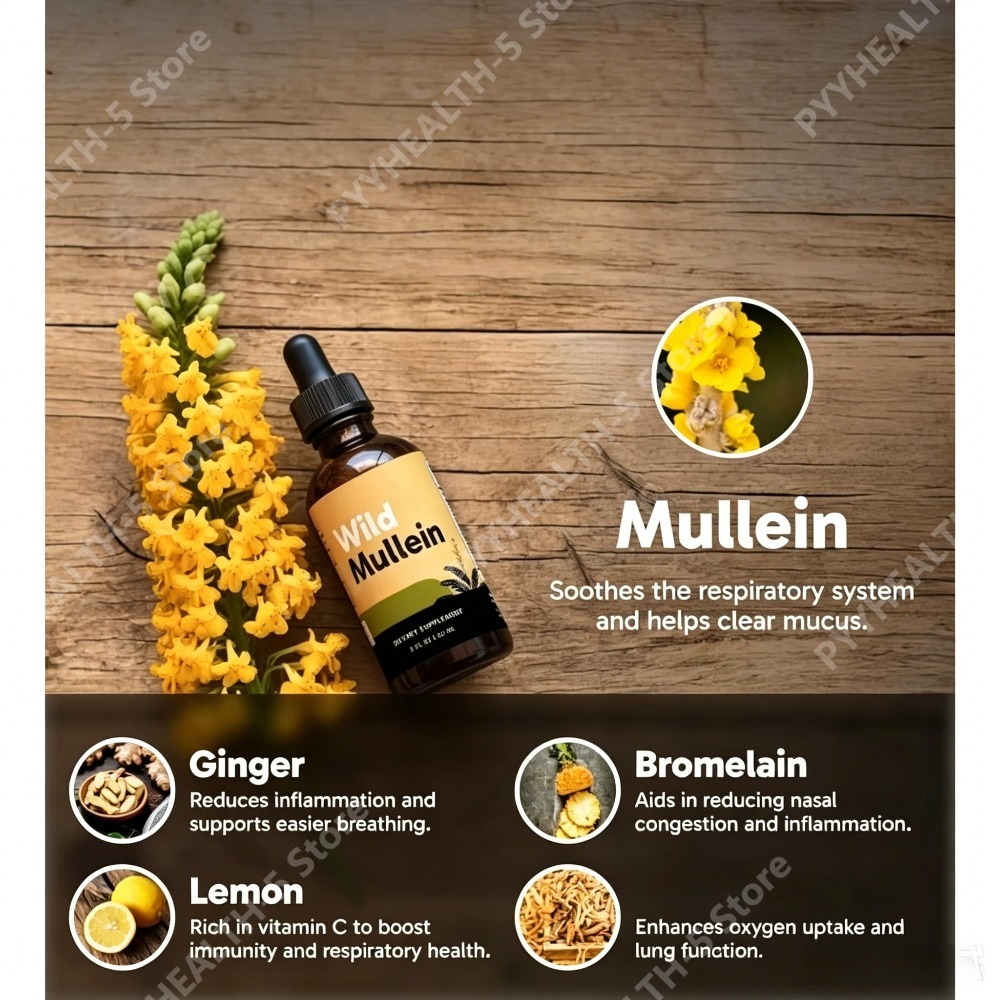Wild Mullein Leaf Drops with G - Herbal Wellness In 评论和价格