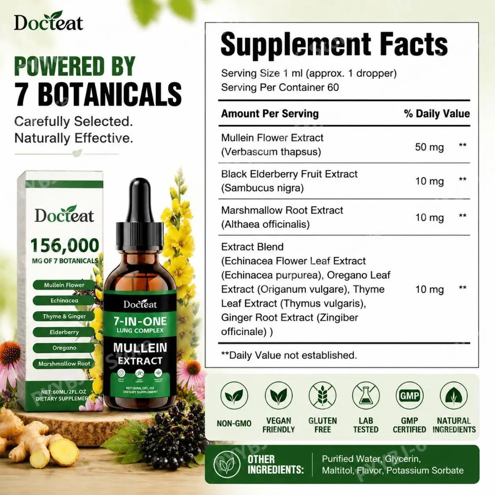 Docteat 7-in-1 Mullein Extract - Herbal Wellness In 评论和价格