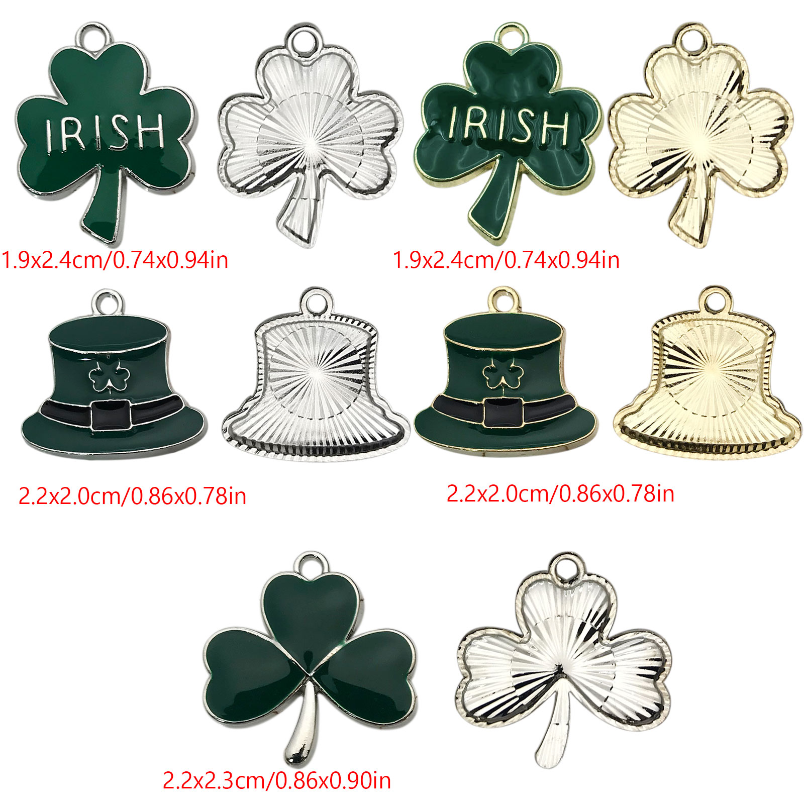 10/14pcs Enamel Green Lucky Cl - Red Clover Flower 评论和价格