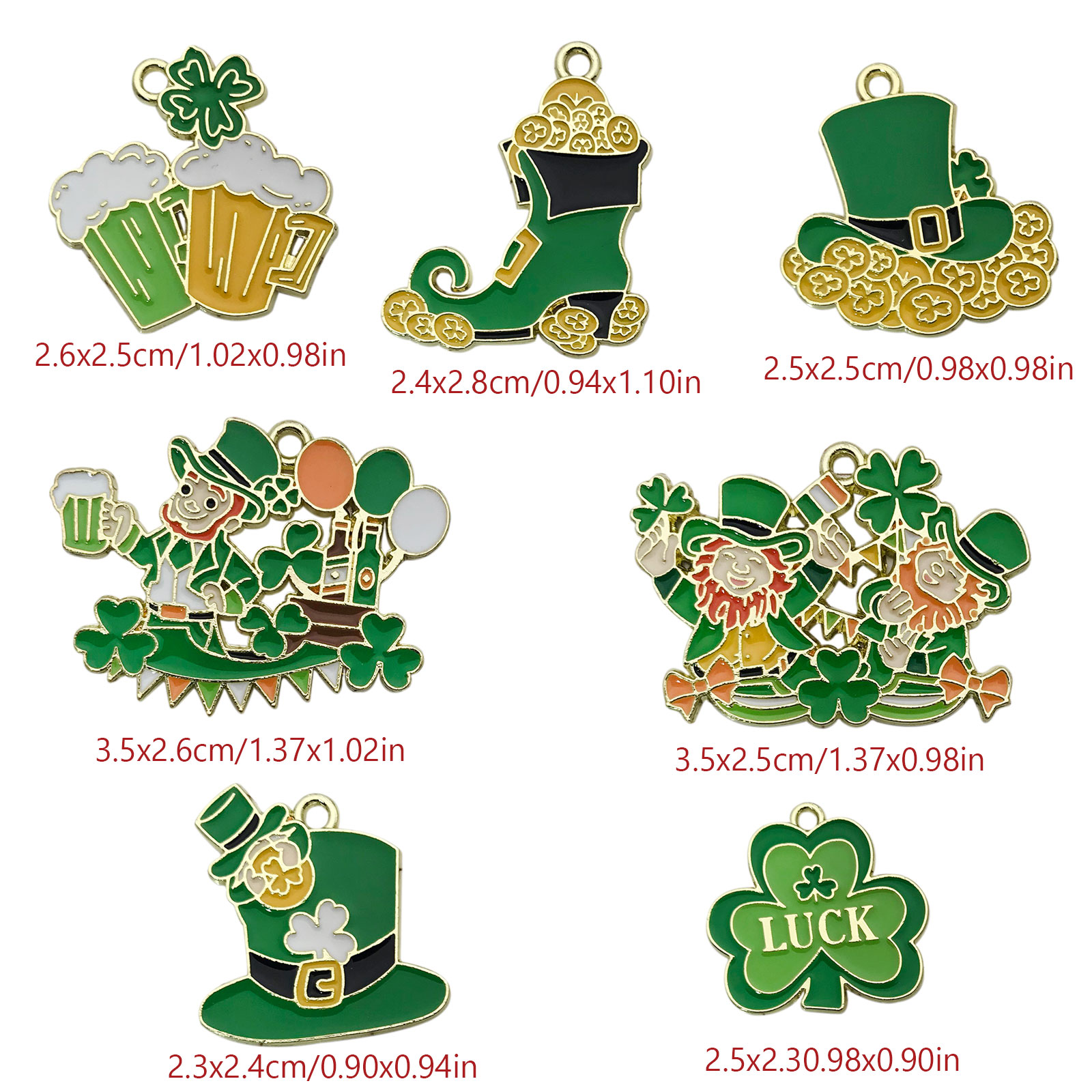 10/14pcs Enamel Green Lucky Cl - Red Clover Flower 评论和价格