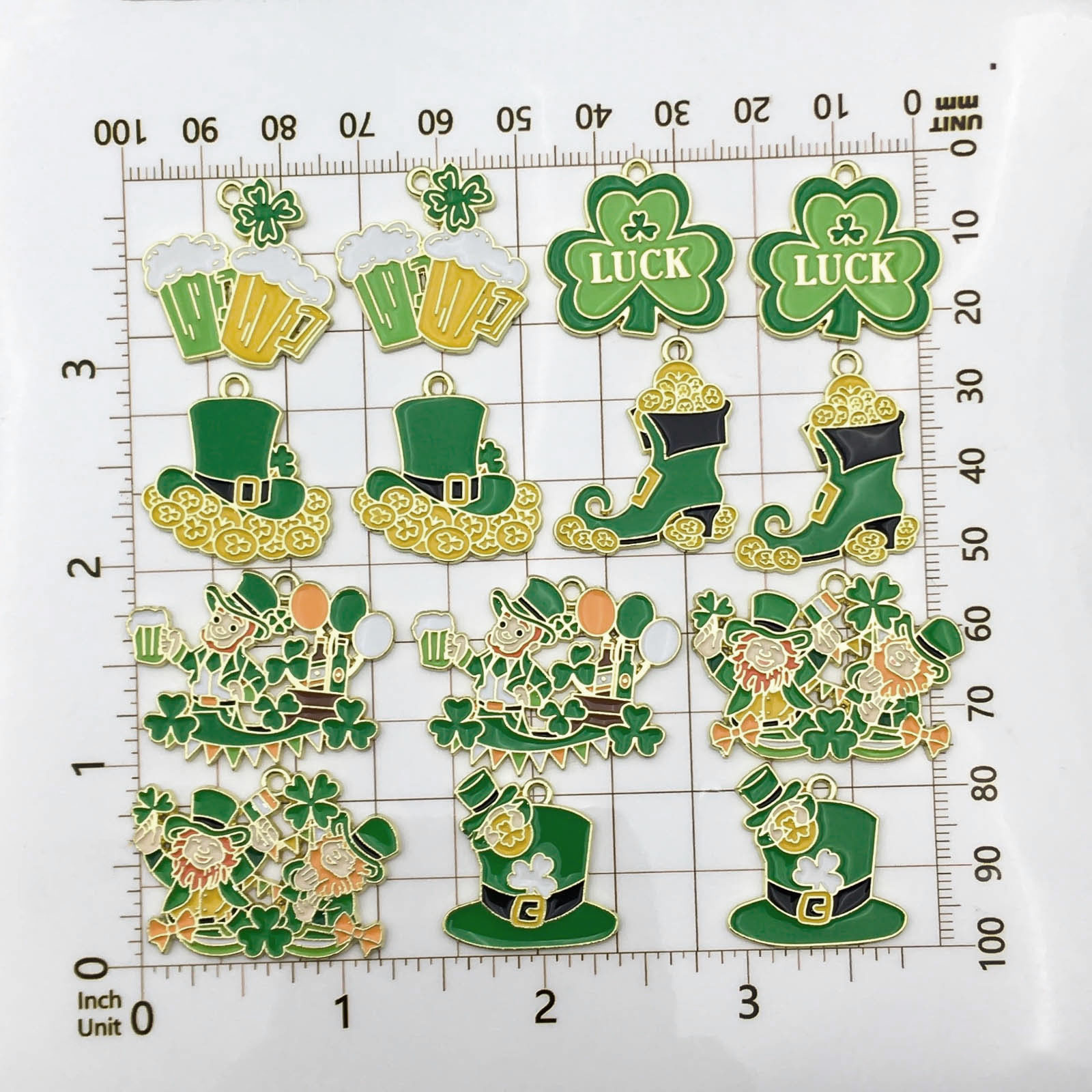 10/14pcs Enamel Green Lucky Cl - Red Clover Flower 评论和价格